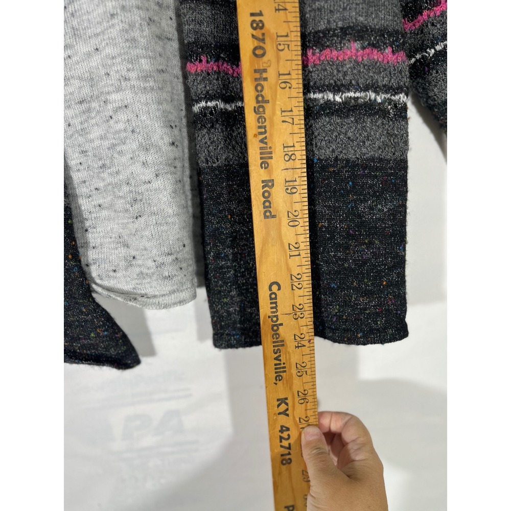 Alfred Dunner Wool Blend Cardigan Sweater Knit Striped Pink Women Gray/Pink Sz L - Picture 7 of 8